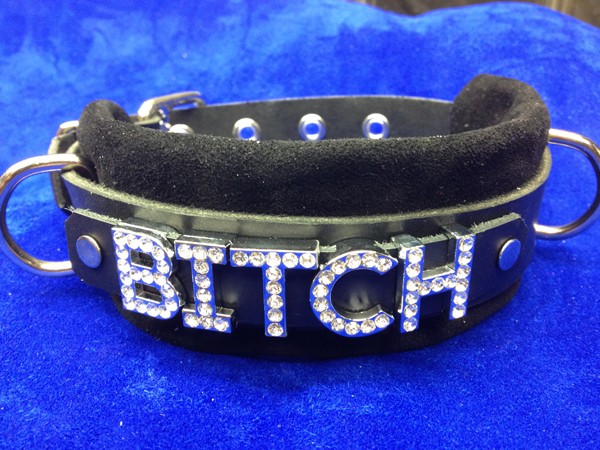 Bitch leather choker collar